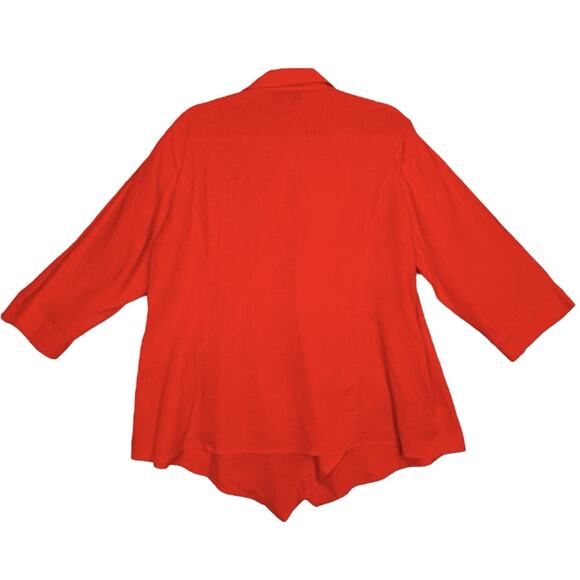 Jones NY Sz 1X Linen Shirt Top Red Asymmetric Button Front Lightweight - Picture 2 of 13
